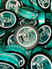 Multiple cans of Jake's Mint Chew Wintergreen Pouches stacked together, showcasing a tobacco-free and nicotine-free wintergreen-flavored alternative