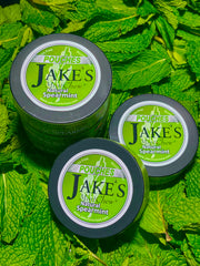 Jake's Mint Chew Natural Spearmint Pouches - Tobacco-Free and Nicotine-Free Chew Alternative with Fresh Mint Leaves Background